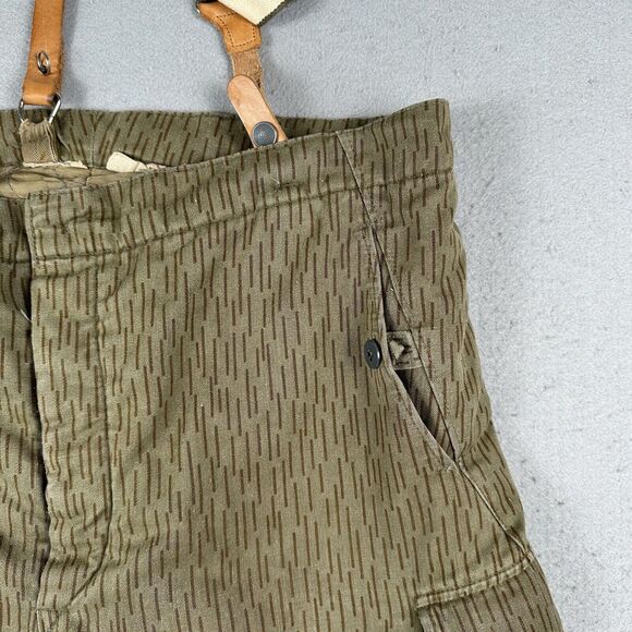 80s East Germany Rain Camo Insulated Cargo Pants M 48 Green Suspenders 36x25 - Picture 4 of 16